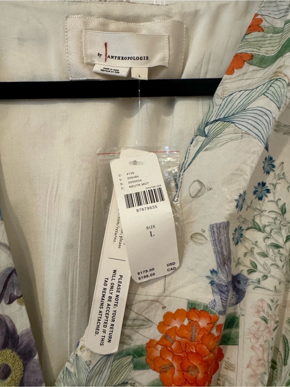 Anthropologie Katerina Cream Floral Dress - Picture 3 of 3